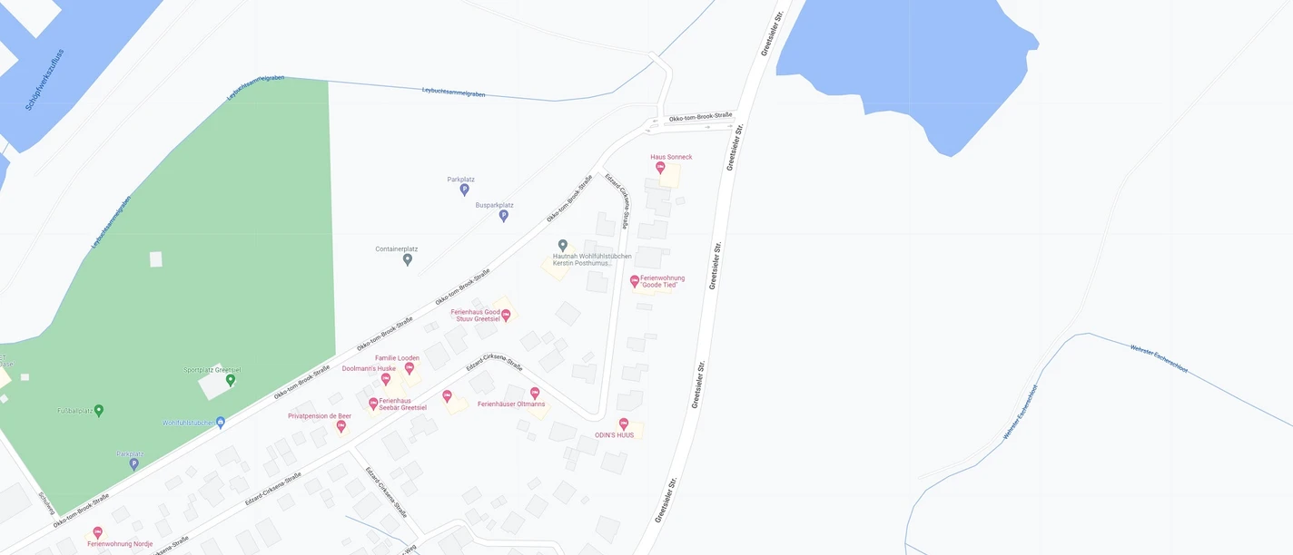 Parkplatz Okko-tom-Brook-Straße in Greetsiel Straßenkarte von Greetsiel mit dem öffentlichen Parkplatz an der Okko-tom-Brook-Straße.