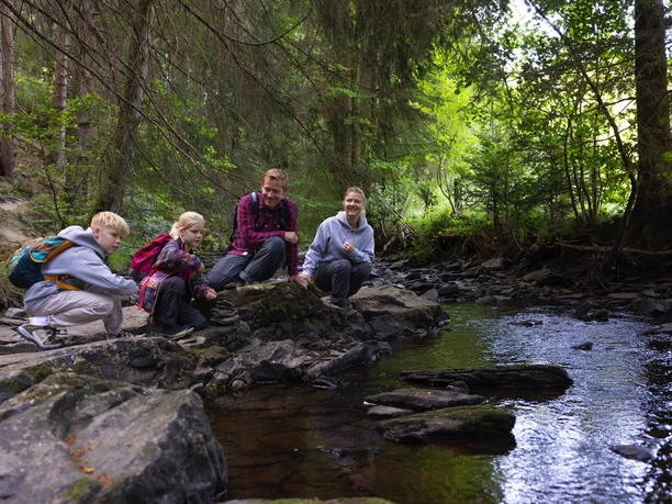 Familie am Bach