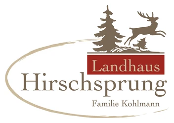 Hirschsprung_Logo.jpg Logo des Landhauses Hirschsprung mit springendem Hirsch und Tannenbaum, begleitet von Schriftzügen.