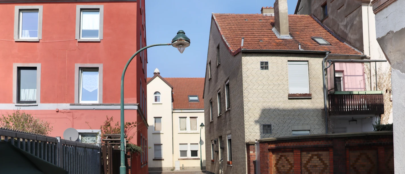 Das Bild zeigt die Laxburg und andere Häuser