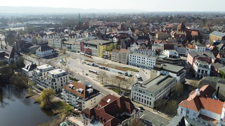 Das Bild zeigt den Zentralen Omnibus-Bahnhof von oben.