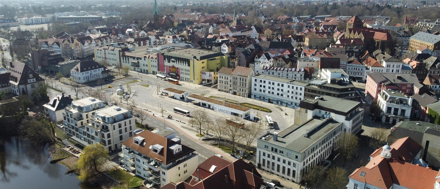 Das Bild zeigt den Zentralen Omnibus-Bahnhof von oben.