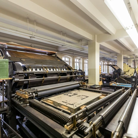 Vue de la presse rapide à lithographie au Musée de l'imprimerie, de l'histoire et de la culture