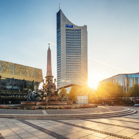 Sonnenuntergang am Augustusplatz - Sehenswürdigkeiten in Leipzig