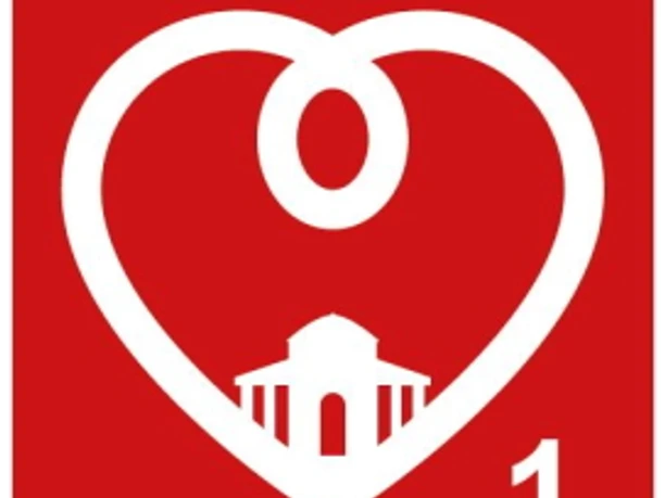 TK 1 Rotes Schild mit weißem Herz, Kurweg-Logo, Text "Wandern für Ihre Gesundheit" und die Zahl eins.