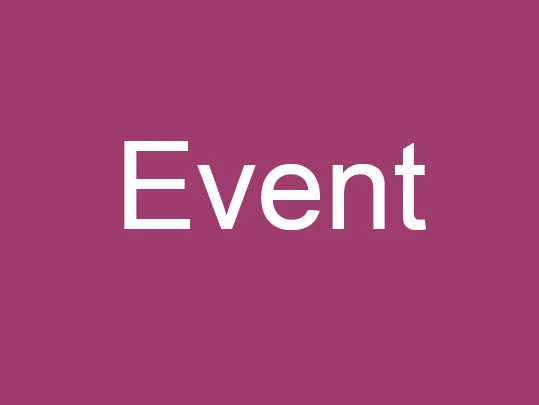 Weiße Schrift auf einem roten Hintergrund mit dem Schriftzug "Event".