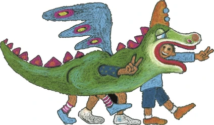 Drachenymbol.jpg Ein Drache als buntes Symbol. Er steht für Stärke und Schutz