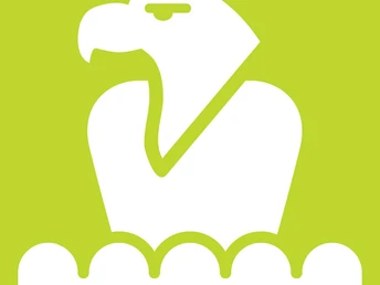 Wegelogo der Naturparktour. Ein Greiffolgel in weiß auf hellgrünem Untergrund.