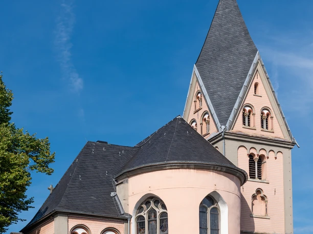 St. Mary in Lyskirchen Romanesque church of St. Mary in Lyskirchen in Cologne with characteristic tower and colorful windows.