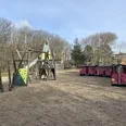 Spielplatz Südwäldchen Klettergerüst und Eisenbahn