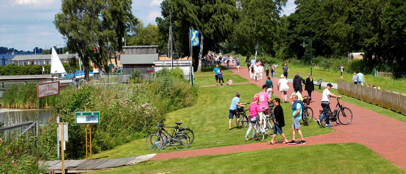 Zahlreiche Menschen auf dem Deich in Hüde