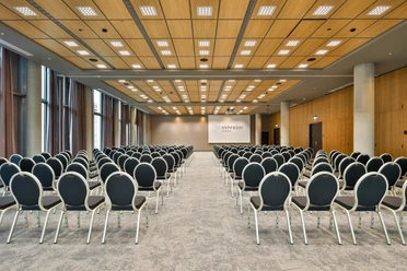 Prometheus, Torquato Tasso und Egmont meeting rooms at the conference hotel HYPERION Hotel Leipzig | Leipzig Convention Bureau Prometheus, Torquato Tasso und Egmont meeting rooms with theatre style seating at the conference hotel HYPERION Hotel Leipzig – presented by Leipzig Convention Bureau