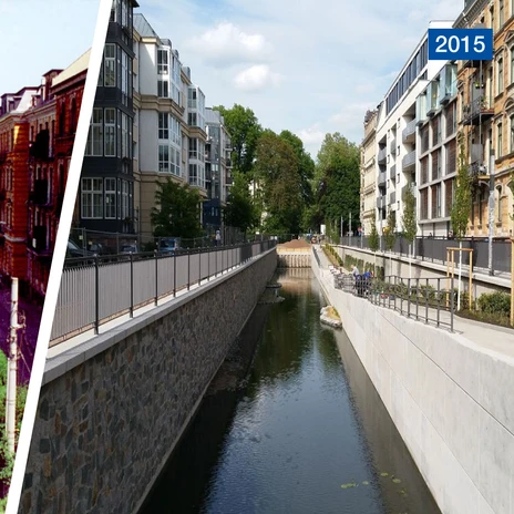 Elstermühlgraben before vs. now | Leipzig Convention Bureau Elstermühlgraben before vs. now - presented by Leipzig Convention Bureau