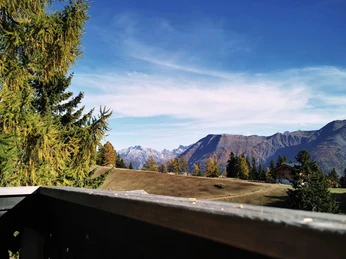 Chalet choucas Aussicht vom Südbalkon im Herbst