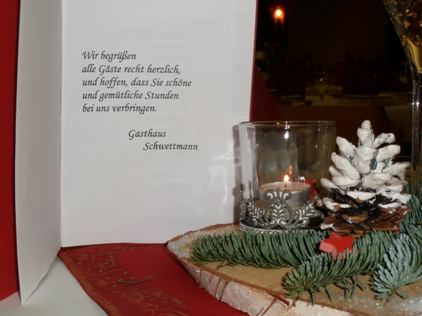 Begrüßungskarte Dorfgasthaus Schwettmann