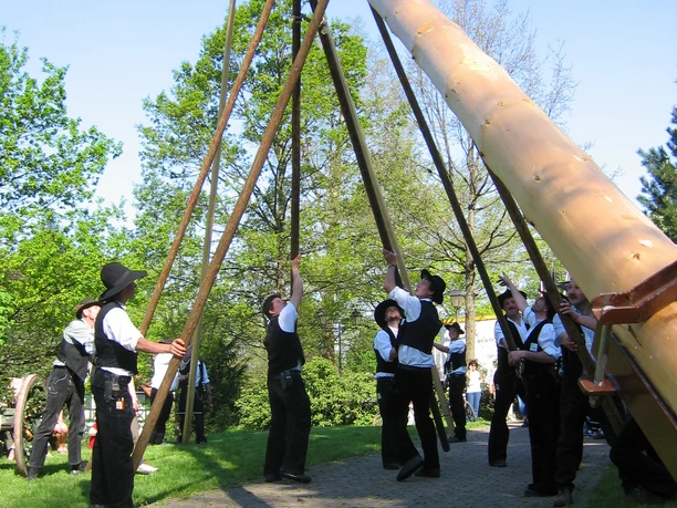 Maibaumstellen Foto Maenner