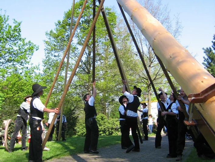 Maibaumstellen Foto Maenner