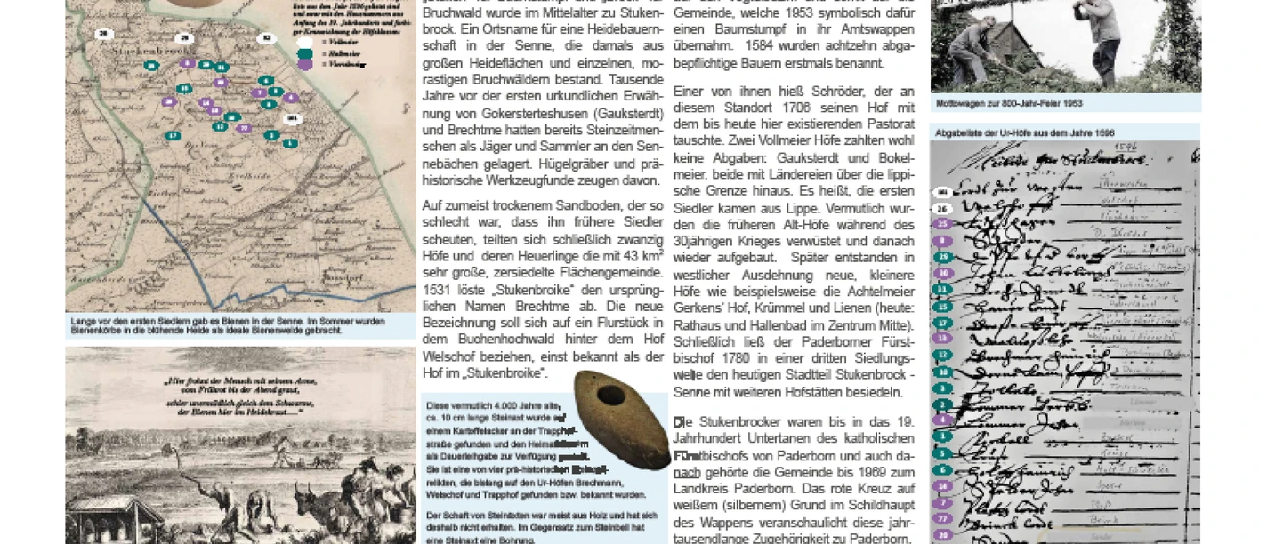 Stukenbrocker Stele 1.jpg Informationsschrift zur Geschichte des Stukenbrocker Senneföhrtes mit Karten- und Fotomaterial.