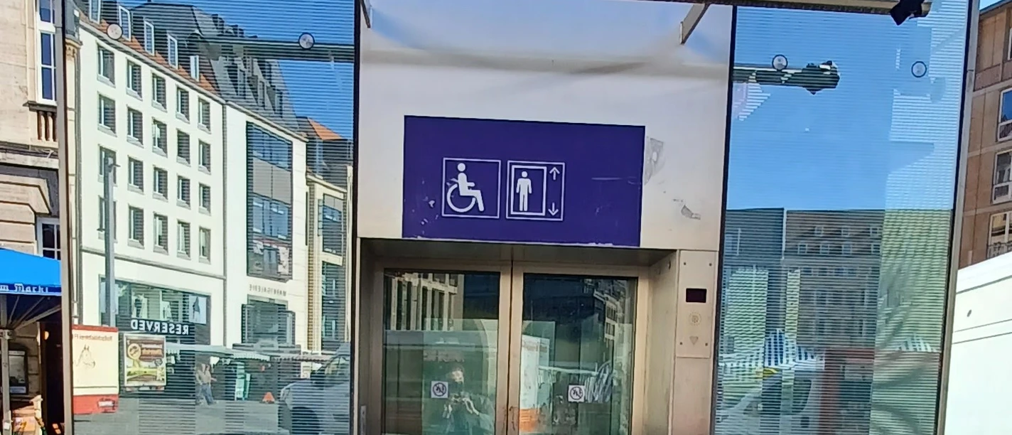 Public accessible toilets on the market square in Leipzig