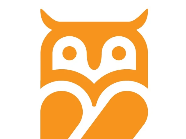 Die orangene Eule. Das Wanderwegsymbol der Wanderung.