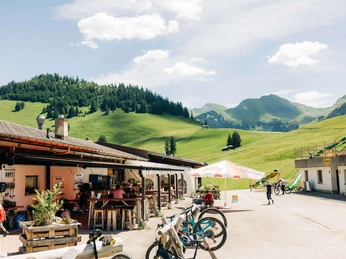 Aussenansicht des Berghotels Wiriehorn im Sommer Aussenansicht des Berghotels Wiriehorn im SommerExterior view of the Berghotel Wiriehorn in summerVue extérieure de l'hôtel de montagne Wiriehorn en été