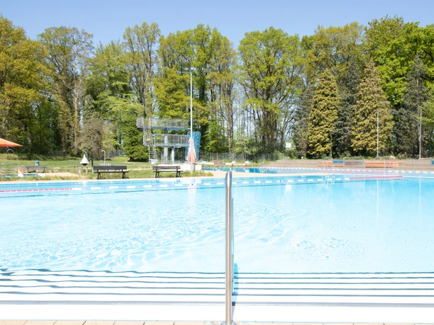Swimming Pool with Diving Tower at Waldbad Salzhausen
