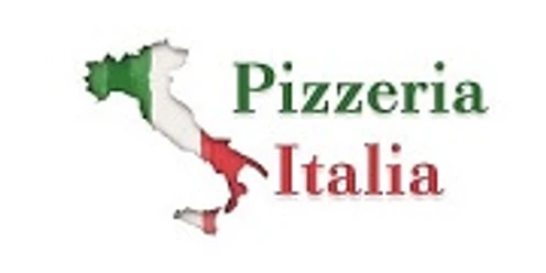 Logo der Pizzeria Italia mit Umriss Italiens in den Farben Grün, Weiß und Rot daneben Schriftzug.