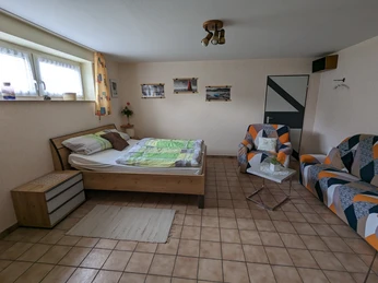 Bed in the living/sleeping area