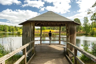 Hiking at the Angelbeck pond near Hermannsburg