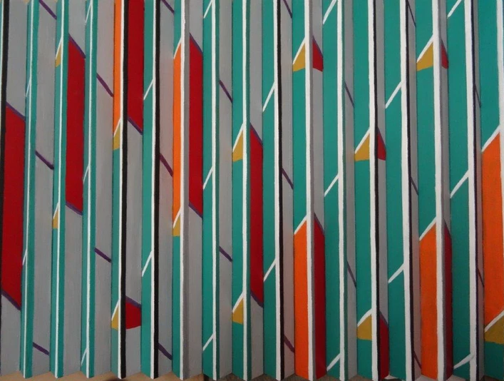 Christine Perzul - Verschiedene 'Ansichten Acryl auf Kantenhölzern.jpg