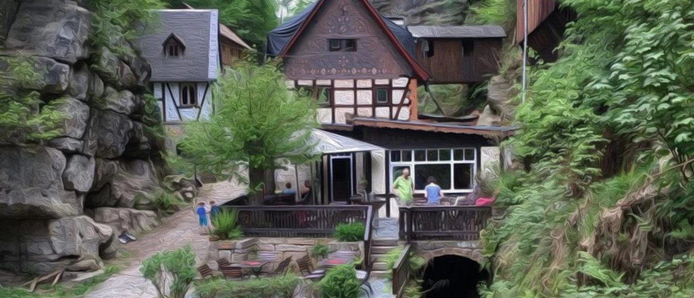 Die Rathewalder Mühle als Ölbild