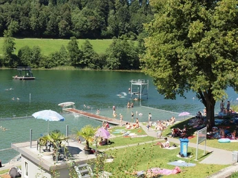 Rotsee Badi lakeside swimming pool View of the Rotsee Badi