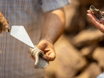 Hoexter-Landesgartenschaugelände Archeologiepark-Stadt Hoexter-D. Ketz-2023-337.jpg Archäologische Knochenfunde in mehreren Händen
