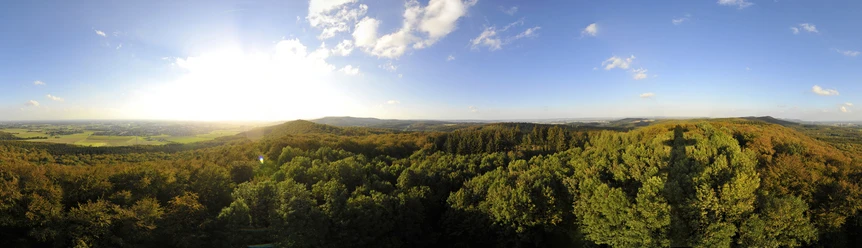 Aussichtsturm Steinegge Een uitzicht over het Teutoburger Wald vanaf de uitkijktoren Steinegge