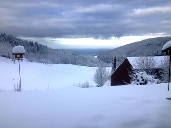 Ausblick von der Terasse im Winter