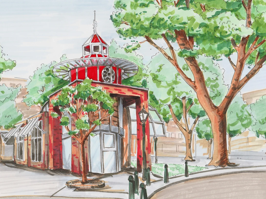 ti_emden_zeichnung_welle_farbe_01_gr Zeichnung der Tourist-Information im Stadtgarten