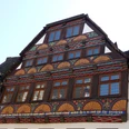 Reich geschmückter Giebel des Schäferhauses in HöxterRichly decorated gable of the Schäferhaus in Höxter