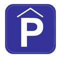 Parkhaus Hornsche Straße P4 Weißes P auf blauem Grund mit Dach