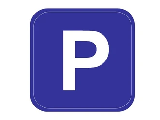 Parkplatz Weißes P auf blauem Grund