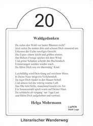 Diese Informationstafel beschreibt poetisch das Naturerlebnis im Wald und gehört zu einem Wanderweg.