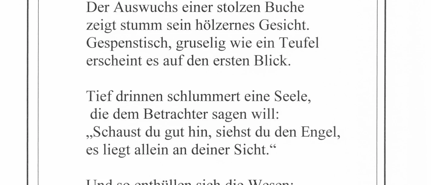 Literarische Tafel Nr. 16 zeigt "Engel oder Teufel" von Barbara Vothknecht auf einem Wanderweg.