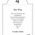 Lesestation 4 auf dem Literarischen Wanderweg zeigt ein Zitat von Ursula Adam über Lebenswege.