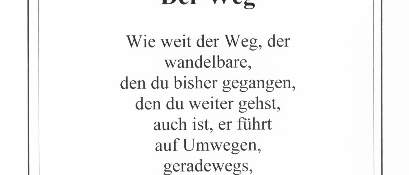 Lesestation 4 Lesestation 4 auf dem Literarischen Wanderweg zeigt ein Zitat von Ursula Adam über Lebenswege.