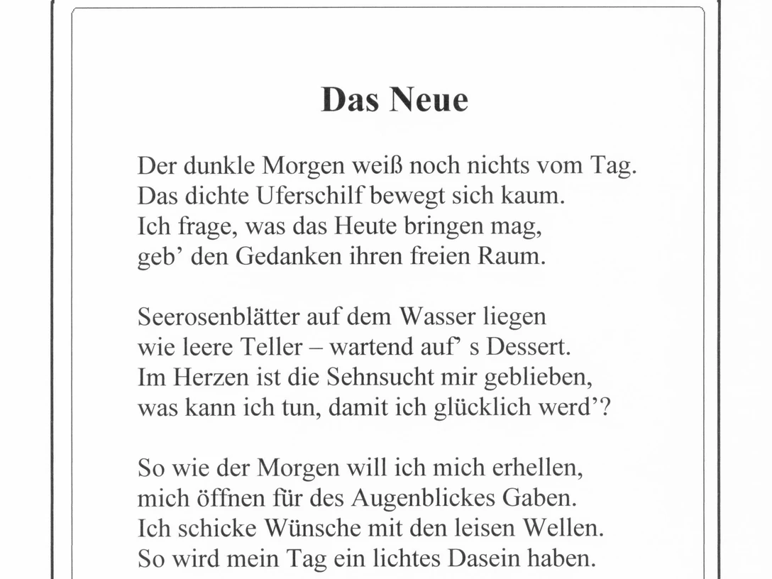 Literarische Lesestation mit einem Gedicht von Helga Mohrmann auf dem Literarischen Wanderweg.