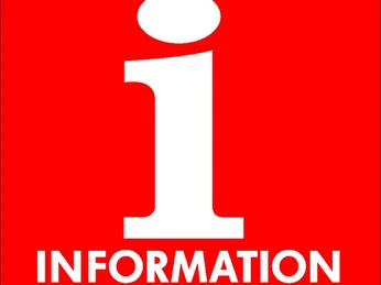 Tourist-Information Bad Lippspringe Rotes Schild mit weißem „i” für Tourist-Information, weiße Schrift auf rotem Hintergrund.