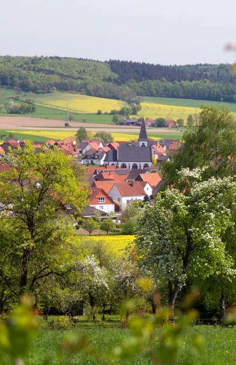 Blick auf Alhausen Blick von weiter weg auf Alhausen.