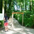 Eingangsportal des Waldsportpfads Fischteiche Das Eingangsportal des Waldsportpfads Fischteiche begrüßt Besucher mit einem Kartenplan der Strecke.