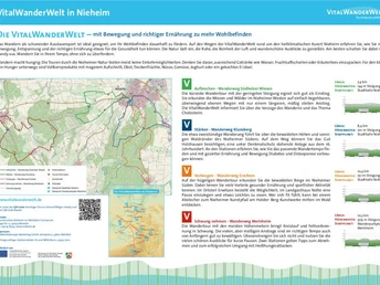 VitalWanderWelt Portaltafel Nieheim Informationstafel zu Wanderwegen in Nieheim, zeigt detaillierte Karten, Routen und Wanderhinweise.