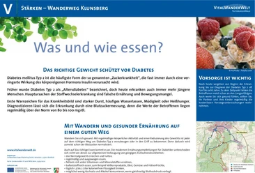 VitalWanderWelt Wanderweg Klunsberg - Was und wie essen? Informationstafel am Klunsberg mit Tipps zur gesunden Ernährung und Diabetesprävention.