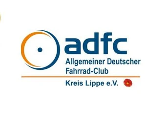 Logo des Allgemeinen Deutschen Fahrrad-Clubs (ADFC) Kreis Lippe e.V. mit orange-blauer Farbkombination.